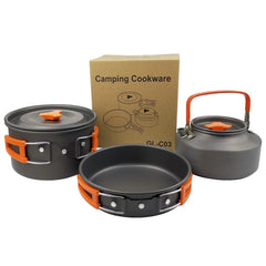 2026 NEW Outdoor Camping Cookware Set for 2-3 Persons Including Folding Pot Kettle with Tableware Portable Backpacking Stove Kit