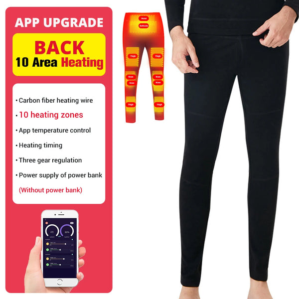 Winter Heated Underwear Set USB Battery Powered Smart Phone APP Control Temperature Motorcycle Jacket Suit Ski Thermal Suit