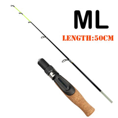 UL ML Winter fishing rod soft tip 50cm Ice fishing rod with Flat tip high quality Fiber Glass tip with cork handle