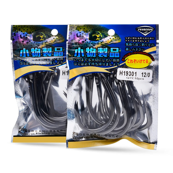 PROBEROS 10Pcs/lot Thick High Carbon Steel Fishhook Lron Hook With Barb Hook for Haihu River Fishing Gear Accessories Wholesale