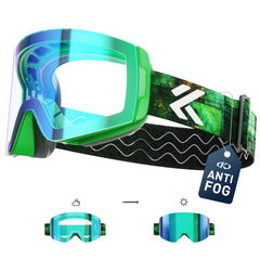 KAPVOE Men Photochromic Ski Goggles OTG Snowboard Glasses Women Anti Fog Magnetic Lens UV400 Protection Snow Sports Eyewear