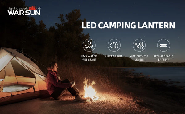 Warsun Camping Lights Waterproof IPX6 SMD Rechargeable Outdoor Hanging Lights Portable Fill Light Work Maintenance Lighting