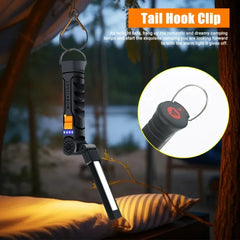Multifunctional Rotatable Work Light USB Rechargeable Flashlight with Magnet/Hook,Ideal for Auto Repair Inspection and Emergency