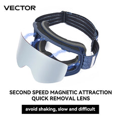 VECTOR Brand Double Layer Anti Fog Magnetic Absorption Cylindrical Ski Goggles UV400 Men Women Ski Glasses Snowboard poc glasses