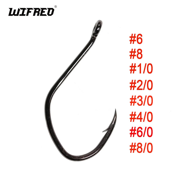 Wifreo 20pcs V Shape Catfish Hook Offset Barbed Sea Bass Fishing Hook 8 6 1/0 2/0 3/0 4/0 6/0 8/0 Saltwater Fishing Hooks