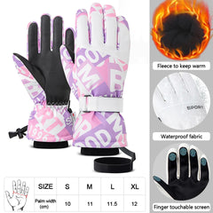 LOOGDEEL Snowmobile Snow Snowboard Thermal Gloves Women Men Waterproof Touchscreen Function Windproof Plush Mittens Ski Gloves