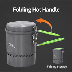 BRS High Efficiency Heat Exchanger Pot 1000/1700ml Outdoor Ultralight Pot Lightweight Camping Stove for Hiking Travel Burner