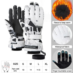 LOOGDEEL Snowmobile Snow Snowboard Thermal Gloves Women Men Waterproof Touchscreen Function Windproof Plush Mittens Ski Gloves