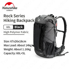 Naturehike 60+5L Hiking Backpack Sports Bag Large Capacity Ergonomic Design Backpack Camping Outdoor Travel Waterproof Bagpack