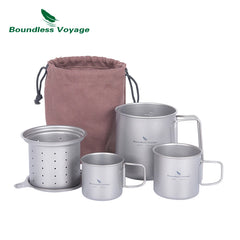 Boundless Voyage 1.5L Titanium Kettle Camping Coffee 500ml Tea Pot Coffee Maker Outdoor Travel Picnic Campfire Stovetop Kettle