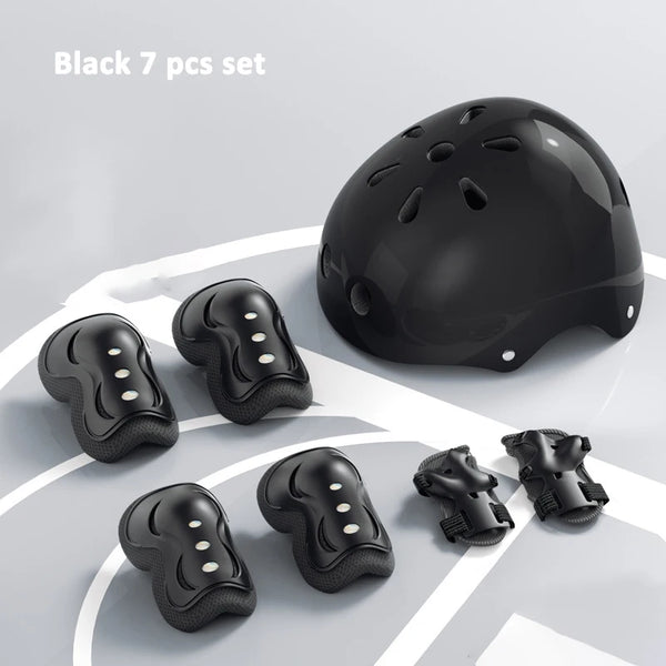6/7 pcs set Children's Protective Equipment Outdoor Sports Roller Skating Shoes Cycling 2-15 Year Old Safety Helmet Set