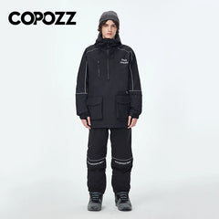 COPOZZ Waterproof Thicken Ski Suit Women Hooded Windproof Ski Jacket Men Winter Sports Warm Ski Pants Outdoor Snowboard Ski Coat