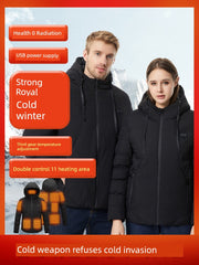Black Technology Men's and Women's Thickened Windcheater down Cotton-Padded Jacket