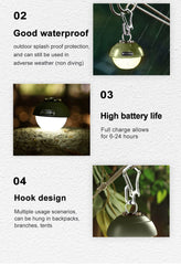 Widesea Camping Light Mini Led Lamp Outdoor Portable Hook Hanging Waterproof Charging Lighting Backpack Tent Hiking Supplies