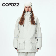 COPOZZ Waterproof Thicken Ski Suit Women Hooded Windproof Ski Jacket Men Winter Sports Warm Ski Pants Outdoor Snowboard Ski Coat