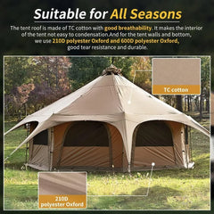 TOMOUNT Canvas Tent Bell Tent 16.4ft*High9.2ft with Stove Jack for Glamping Family Camping Zipped Removable Floor