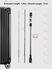 3-Piece Travel Jigging Rod 1.83-1.91m MH Carbon - 6000g Max Load, Ceramic Guides for Slow Jigging Tuna/Barracuda