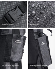 Naturehike Hiking Backpack Outdoor Sports Bag 60+5L Large Capacity Ergonomic Design Backpack Camping Travel Waterproof Bagpack