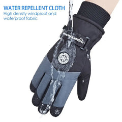 WRELS Winter Unisex Snowboard Ski Gloves PU Leather Non-slip Touch Screen Waterproof Motorcycle Cycling Fleece Warm Snow Gloves