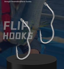 FTK High Carbon Steel Fishing Hooks 12Pcs/Pack Automatic Flip Sharp with ring 6-13# Barbed Fishhook for Carp Fishing Accessories