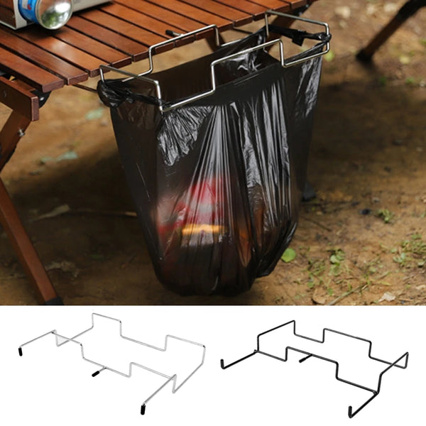 Outdoor Camping Table Organizer Picnic Trash Can Storage Rack Foldable Trash Bag Holder Kitchen Trash Organizer