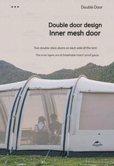 Naturehike Tent CLOUD BOAT 4 Rods Camping Tent 20㎡ Lobby 150D Windproof Rainproof Tunnel Tent With Camp Outdoor Family Tent