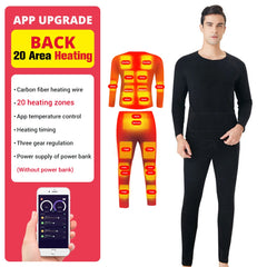 Winter Heated Underwear Set USB Battery Powered Smart Phone APP Control Temperature Motorcycle Jacket Suit Ski Thermal Suit