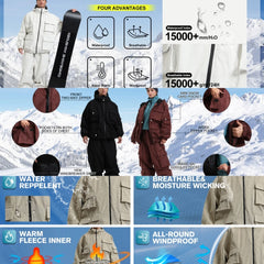 GSOU SNOW New Ski Jacket Loose Warm Windproof Snow Garment Waterproof Wear Resistant Skiing Clothing Winter Outdoor Sports Tops