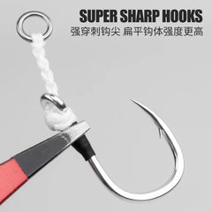 2pcs/bag High Carbon Steel Slow Single Hook Sea Fishing Hook Saltwater Fishing Metal Jigging Assist Hooks