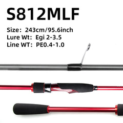 FISHINGFANS Squid Lure Egi Rod 832M/ML Squid Size high carbon Egging fishing rod Rod Spinning Rod light carbon egging rod