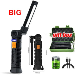 Multifunctional Rotatable Work Light USB Rechargeable Flashlight with Magnet/Hook,Ideal for Auto Repair Inspection and Emergency