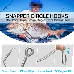 30Pcs Saltwater Tuna Fishing Hooks Stainless Steel Catfish Circle Hooks Big Game Fishing Hooks for Catfish Bass Tuna 5/0-10/0