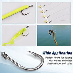 50PCS Saltwater Live Bait Fishing Hooks Circle Fish Hooks 2X Strong Stainless Steel Hooks for Big Game Fishing 1/0-12/0
