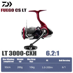 DAIWA 2025 New FUEGO CS LT Spinning Reel 5.3/5.7/6.2:1 175-325g Max Drag 12kg Fishing Reel For Seawater Freshwater