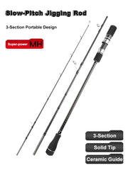 3-Piece Travel Jigging Rod 1.83-1.91m MH Carbon - 6000g Max Load, Ceramic Guides for Slow Jigging Tuna/Barracuda