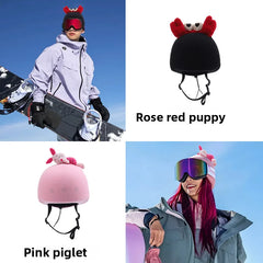 Ski helmet cover, personalized, cute, warm, fashionable doll decoration helmet cover, single board double board helmet universal