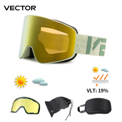 VECTOR Brand Double Layer Anti Fog Magnetic Absorption Cylindrical Ski Goggles UV400 Men Women Ski Glasses Snowboard poc glasses