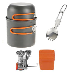 Camping Cookware Kit with Stove Outdoor Cooking Set  Outdoor Pot Travel Tableware Kitchen Hiking Picnic BBQ