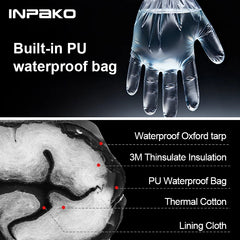INPAKO thickened men's and women's professional ski gloves windproof winter warm snow gloves snowmobile five-finger gloves