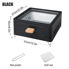 WESTTUNE Outdoor Charcoal Barbecue Grill Non-stick Barbecue Rack Heating Brazier Portable Household Grill Stove for Camping BBQ