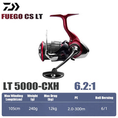 DAIWA 2025 New FUEGO CS LT Spinning Reel 5.3/5.7/6.2:1 175-325g Max Drag 12kg Fishing Reel For Seawater Freshwater