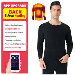 Winter Heated Underwear Set USB Battery Powered Smart Phone APP Control Temperature Motorcycle Jacket Suit Ski Thermal Suit