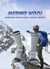 2 Pairs Merino Wool Ski Hiking Socks Men Women Winter Outdoor Sports Mountaineering Thermal Socks Thicken Breathable Size 35-47