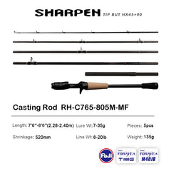 PURELURE SHARPEN Soft Lure Long Spinning and Casting XF/MF Action Rods FUJI Components Bass Pike Rod Fishing Rod Spinning Reel