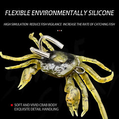 2 PCS 3D Simulation Rubber Crab Soft Fishing Lures with Double Hook Sea Fishing Bait Trap Sinking Swimming Tackle Accessories