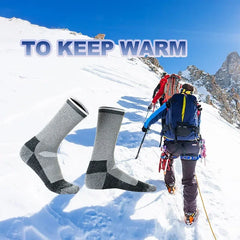 2 Pairs Merino Wool Ski Hiking Socks Men Women Winter Outdoor Sports Mountaineering Thermal Socks Thicken Breathable Size 35-47