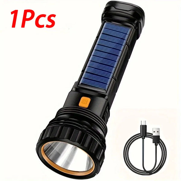 Multi-function Solar LED Flashlight Super Long Range Tactical Torch Emergency LED Solar Outdoor Camping Lamp