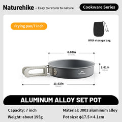 Naturehike Camping Cookware Kit Outdoor Frying Pan Portable Kettle Foldable Picnic Tableware Kitchen Utensils Cooking Utensils
