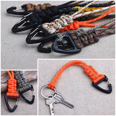 1Pcs 20cm 6 Styles Paracord Keychain Military Braided Nylon Lanyard Metal Triangle Buckle High Strength Parachute Cord Carabiner