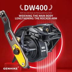 Genhike 2025 Carbon Fiber Body 16kgs Heavy Drag Power High Speed Gear Ratio 7.3:1 Magnetic Braking Baitcasting Fishing Reel